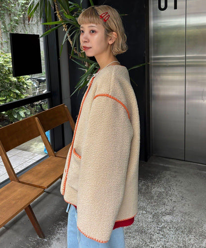 【HELLO.SANFRANCISCO/ハローサンフランシスコ】蛤殼縫線羊羔絨夾克