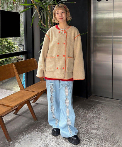 【HELLO.SANFRANCISCO/ハローサンフランシスコ】蛤殼縫線羊羔絨夾克