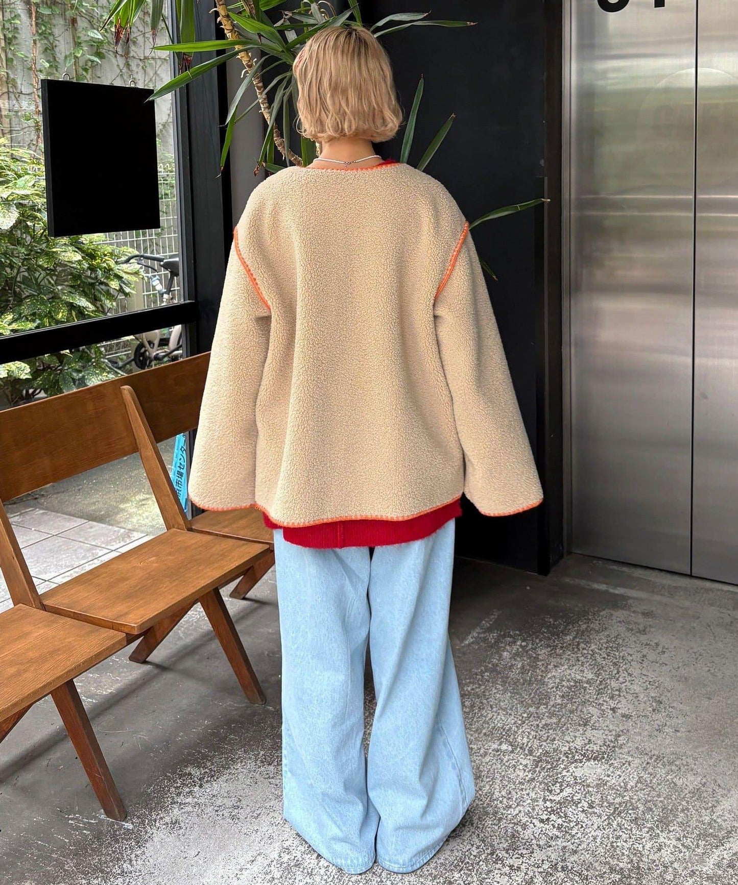 【HELLO.SANFRANCISCO/ハローサンフランシスコ】蛤殼縫線羊羔絨夾克