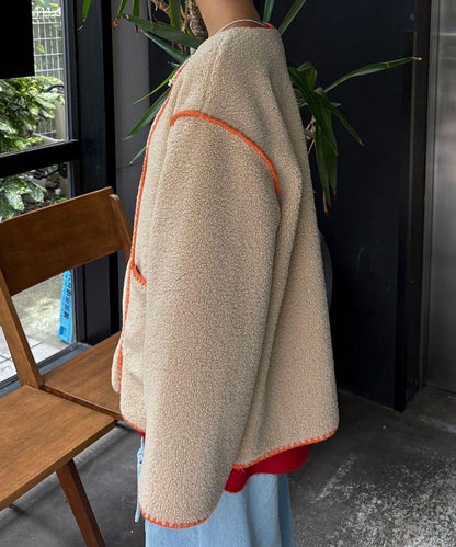 【HELLO.SANFRANCISCO/ハローサンフランシスコ】蛤殼縫線羊羔絨夾克