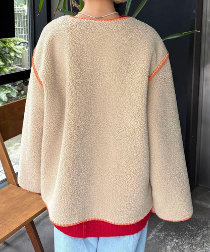 【HELLO.SANFRANCISCO/ハローサンフランシスコ】蛤殼縫線羊羔絨夾克