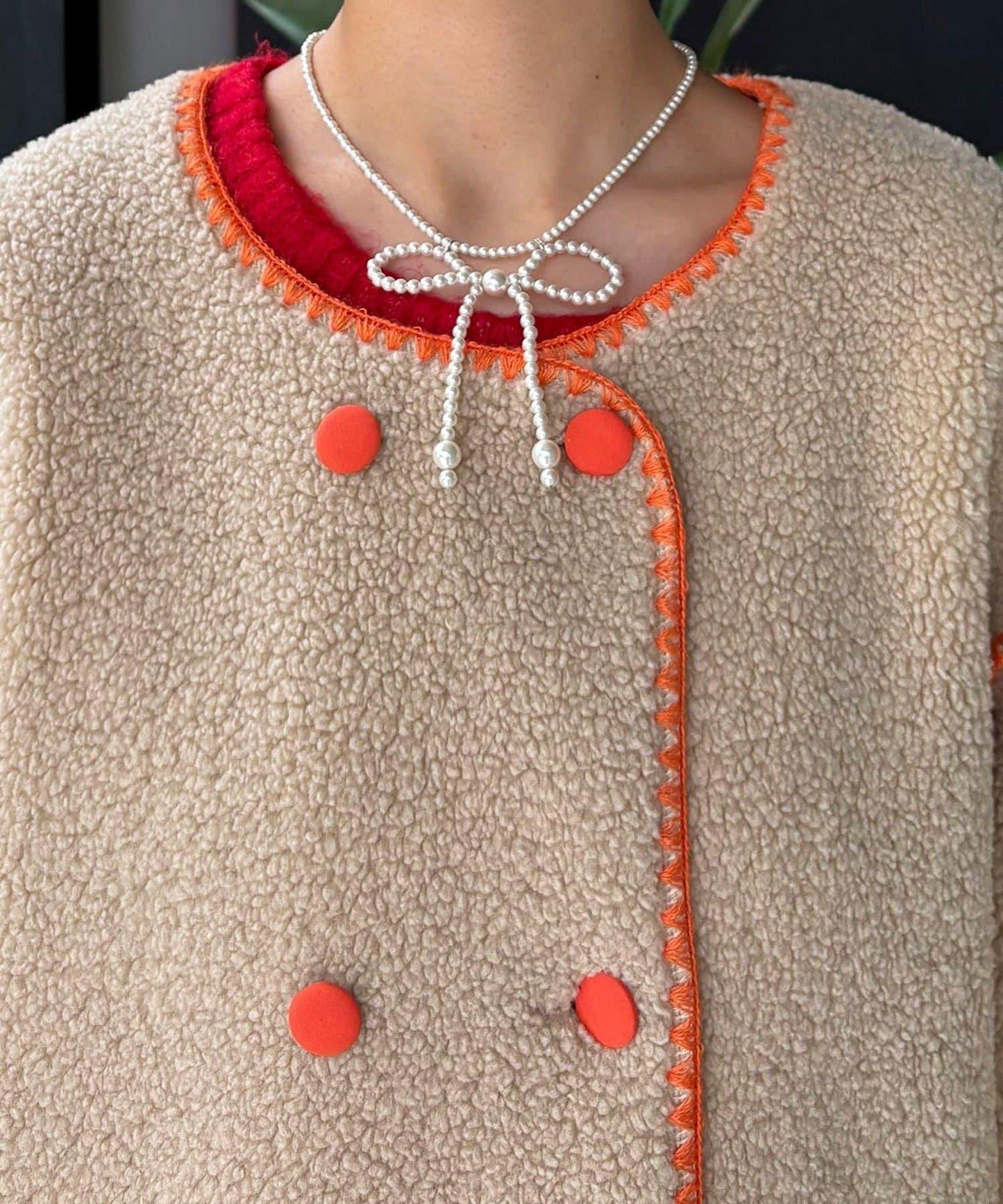 【HELLO.SANFRANCISCO/ハローサンフランシスコ】蛤殼縫線羊羔絨夾克