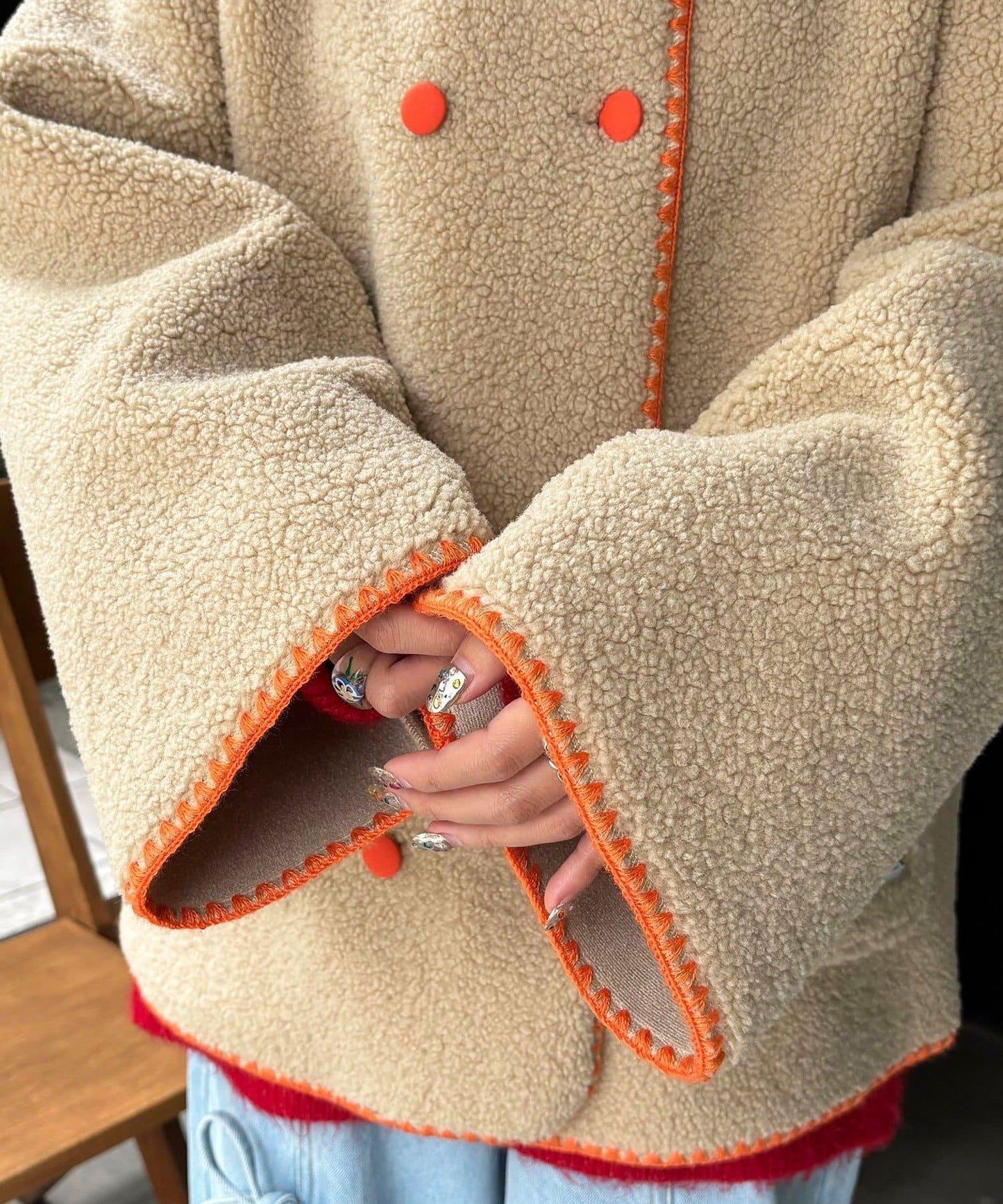 【HELLO.SANFRANCISCO/ハローサンフランシスコ】蛤殼縫線羊羔絨夾克