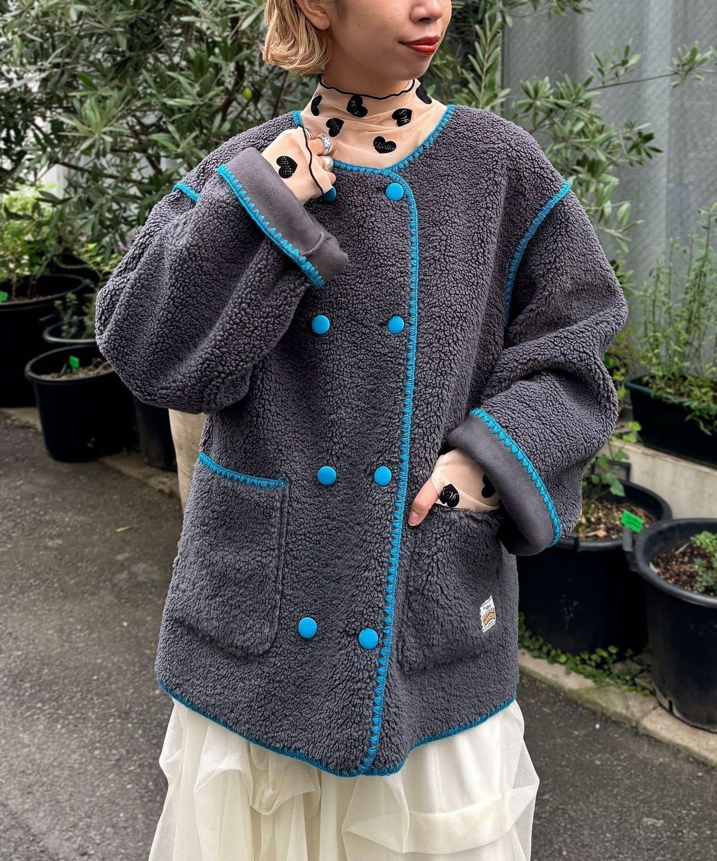 【HELLO.SANFRANCISCO/ハローサンフランシスコ】蛤殼縫線羊羔絨夾克