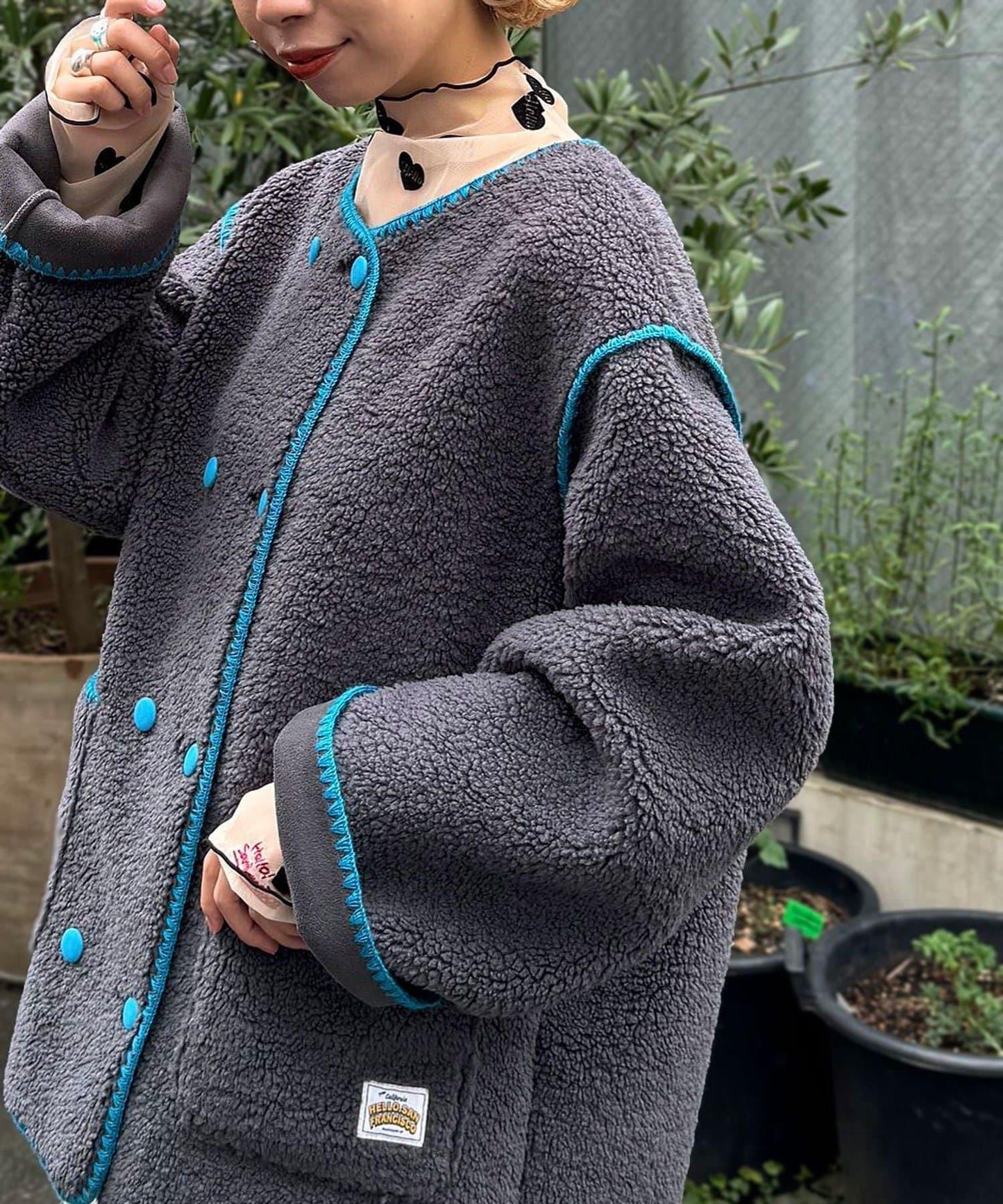 【HELLO.SANFRANCISCO/ハローサンフランシスコ】蛤殼縫線羊羔絨夾克