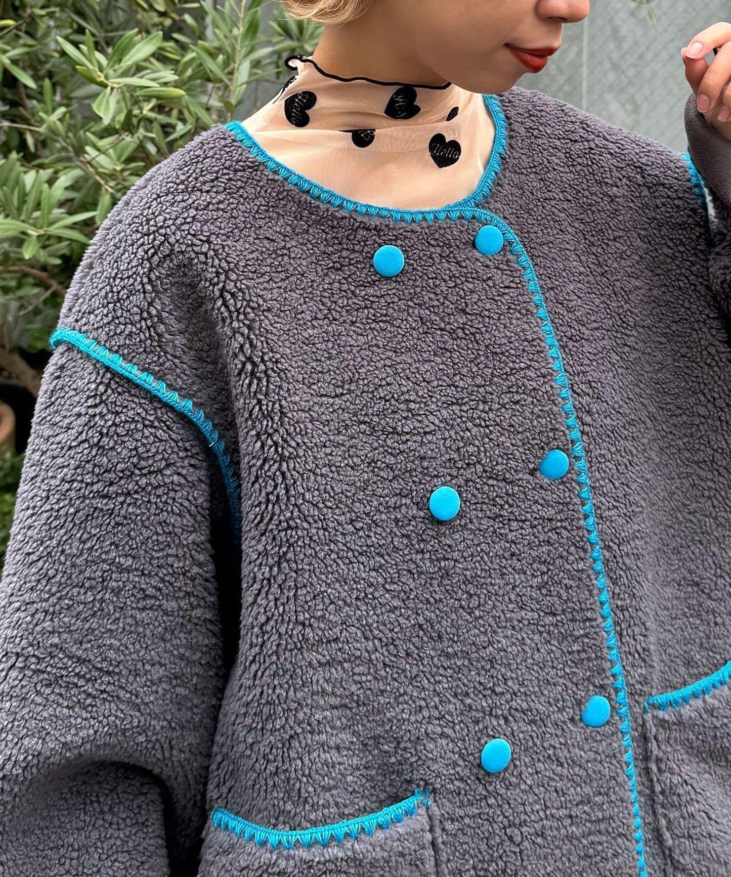 【HELLO.SANFRANCISCO/ハローサンフランシスコ】蛤殼縫線羊羔絨夾克