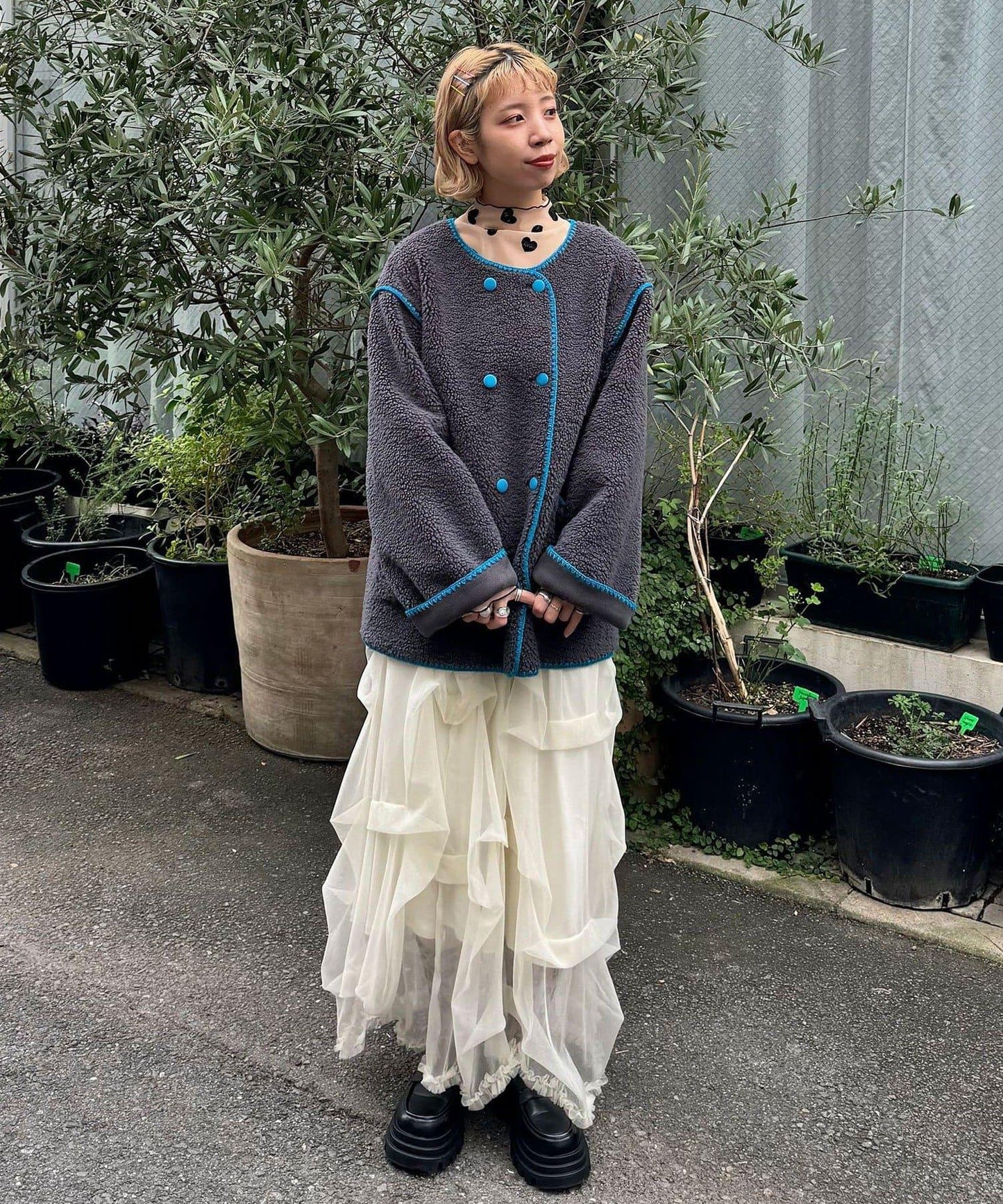 【HELLO.SANFRANCISCO/ハローサンフランシスコ】蛤殼縫線羊羔絨夾克