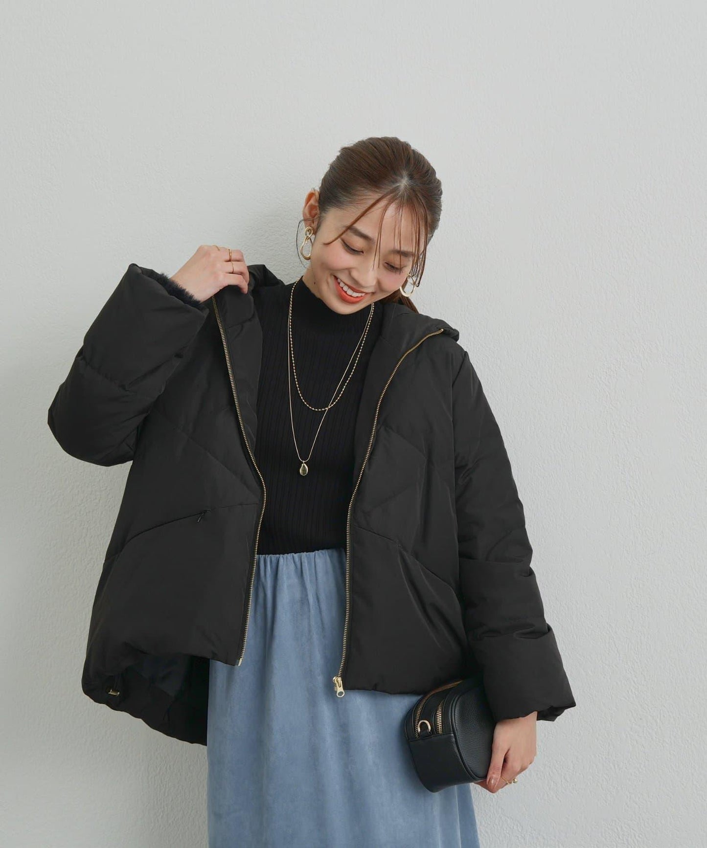 《ふんわり暖か》TENDER CLOTH連帽羽絨服