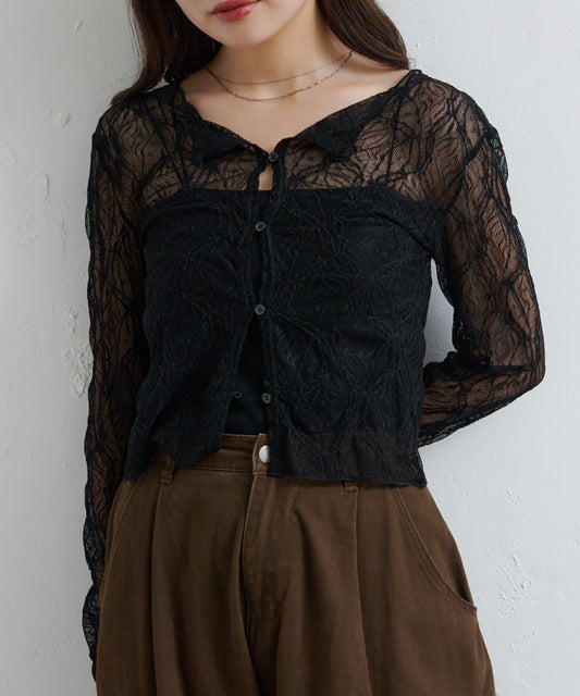 【Kastane】透視蕾絲兩穿開衫