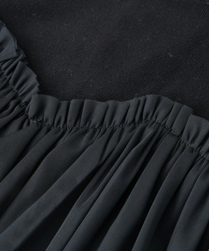 大人甜美風格拼接網紗套頭衫