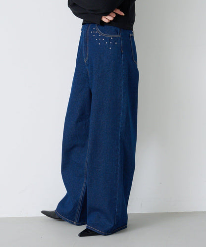 【Kastane】帶裝飾珠寶的牛仔褲