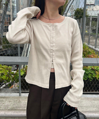 【Kastane】鉤扣羅紋長袖T恤