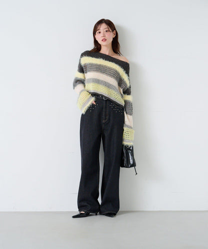 【Kastane】帶裝飾珠寶的牛仔褲