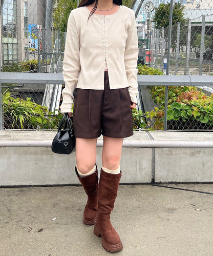 【Kastane】鉤扣羅紋長袖T恤