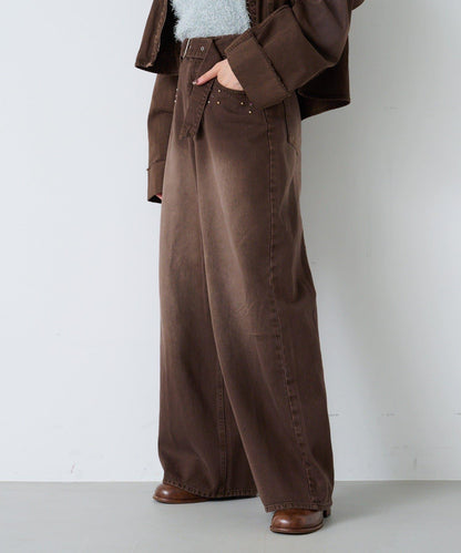 【Kastane】帶裝飾珠寶的牛仔褲