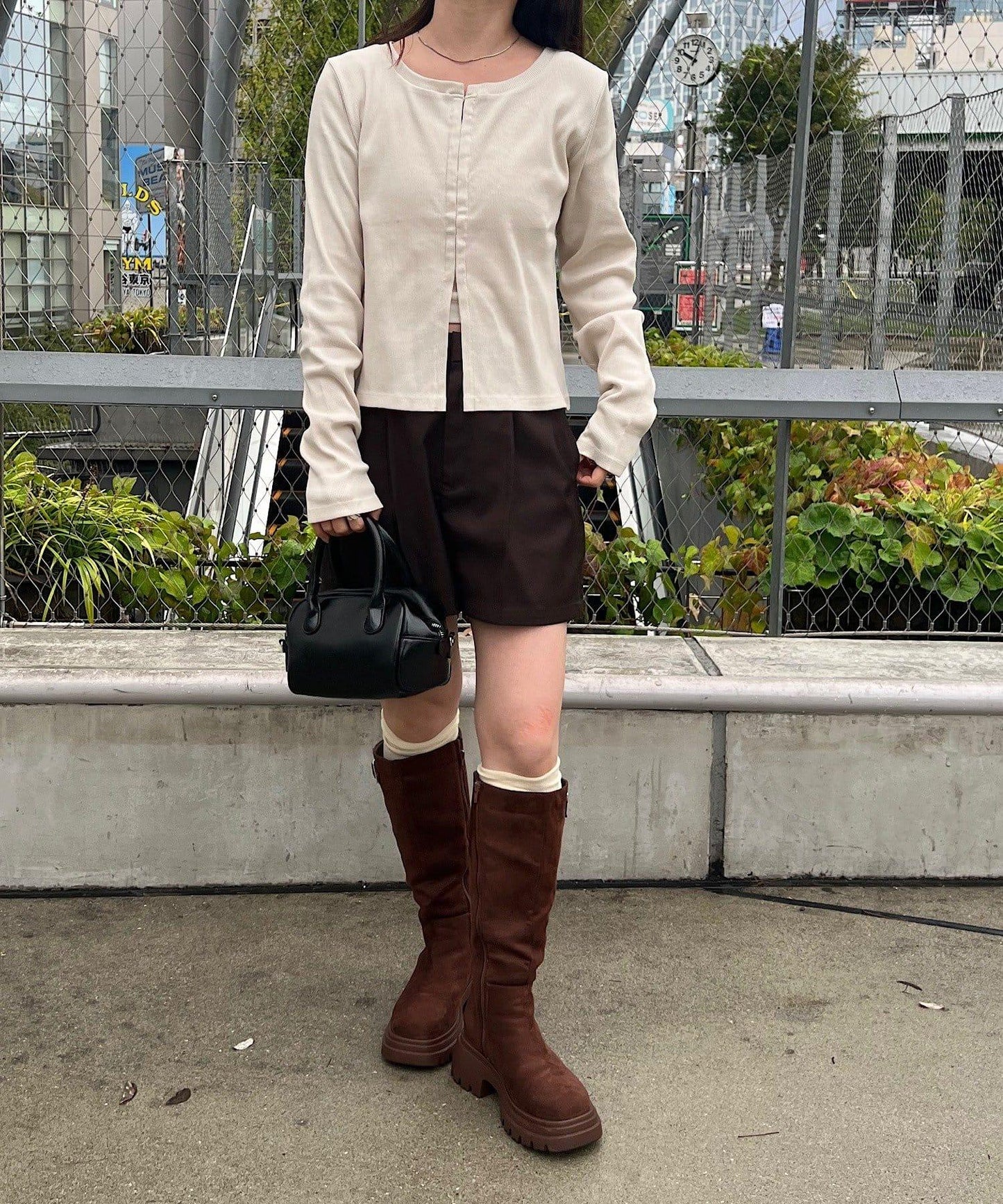 【Kastane】鉤扣羅紋長袖T恤