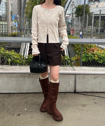 【Kastane】鉤扣羅紋長袖T恤