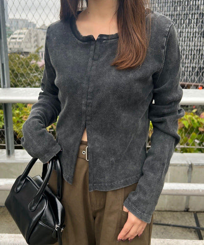 【Kastane】鉤扣羅紋長袖T恤