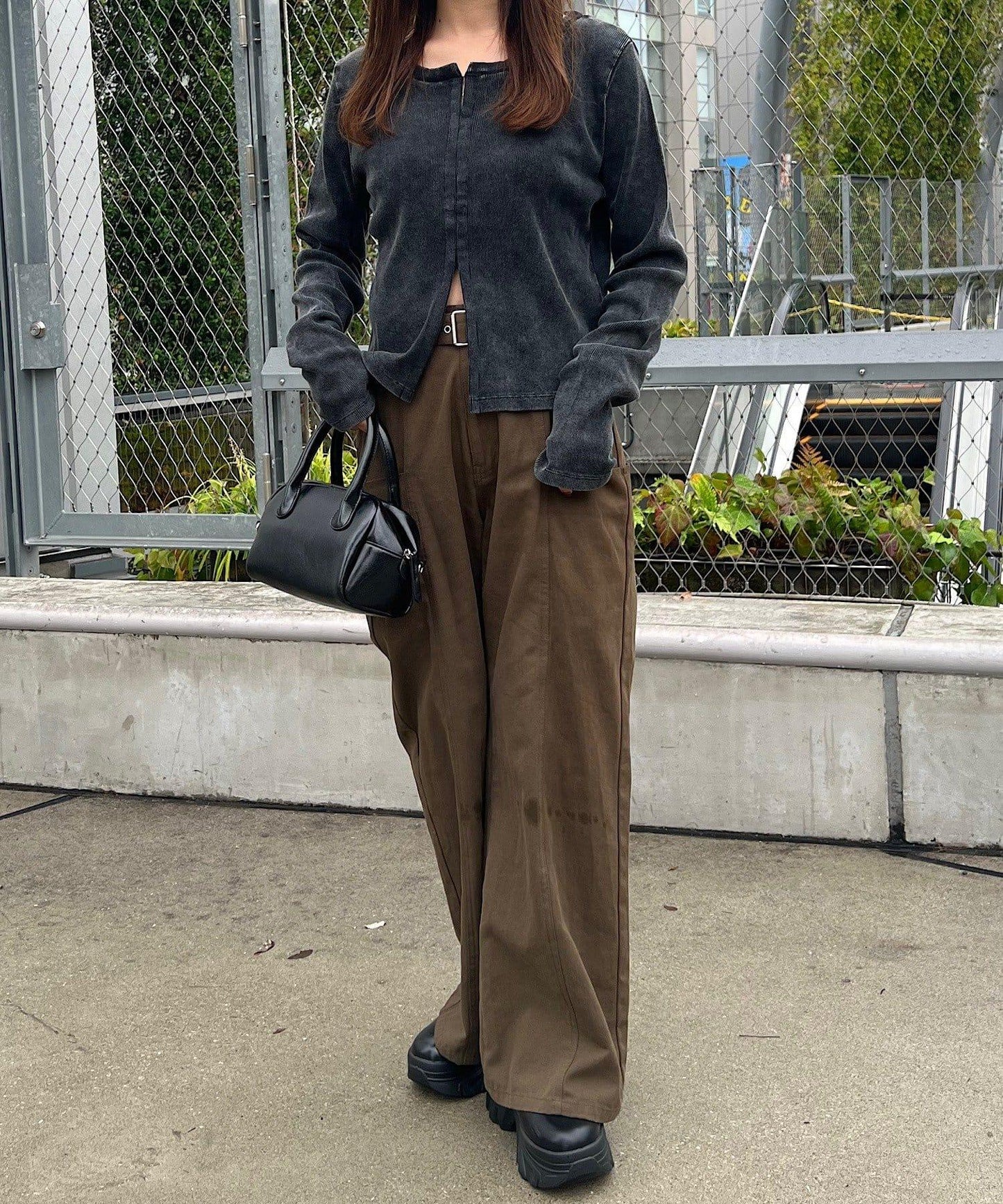 【Kastane】鉤扣羅紋長袖T恤