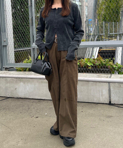 【Kastane】鉤扣羅紋長袖T恤