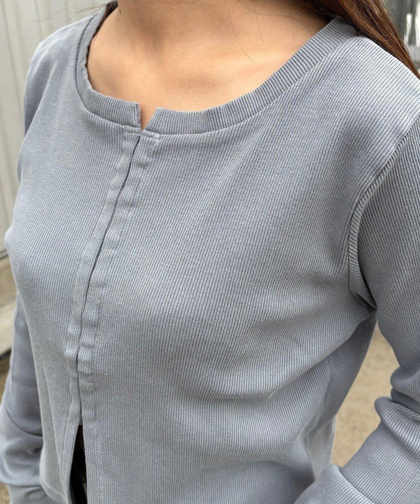 【Kastane】鉤扣羅紋長袖T恤