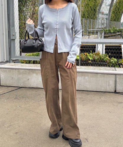 【Kastane】鉤扣羅紋長袖T恤