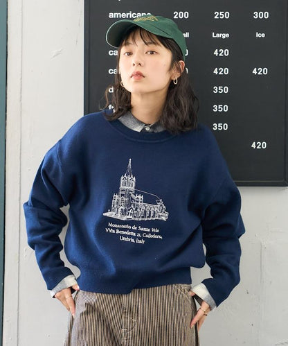 刺繡衛衣風針織衫