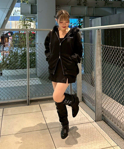亮片閃耀毛絨連帽衫