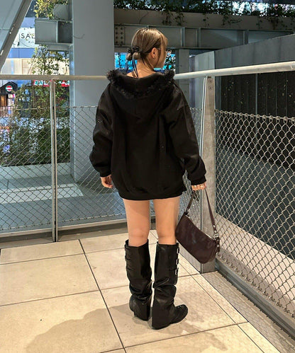 亮片閃耀毛絨連帽衫