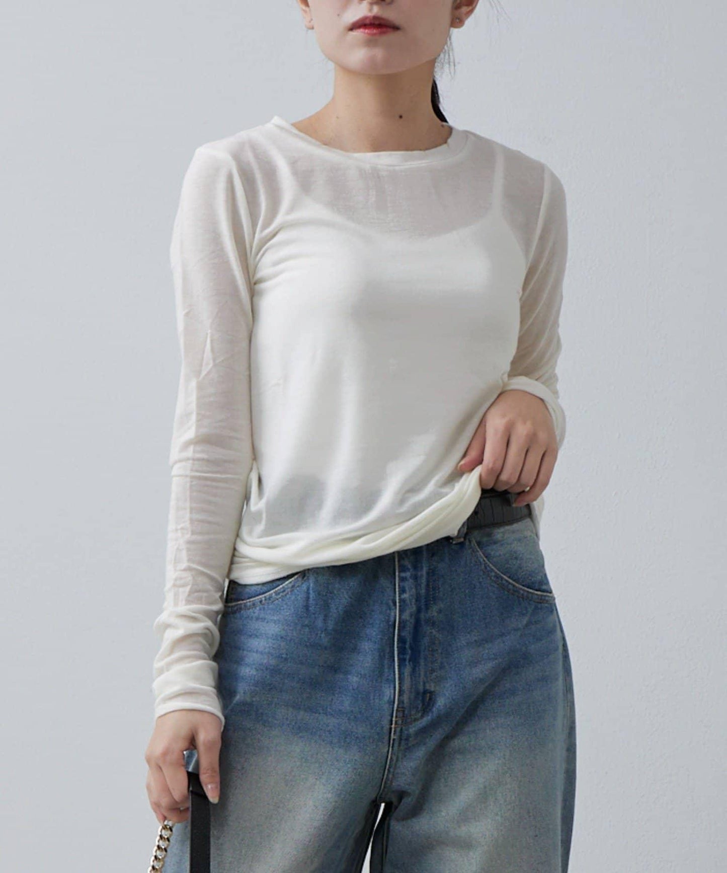 羊絨柔軟圓領針織衫