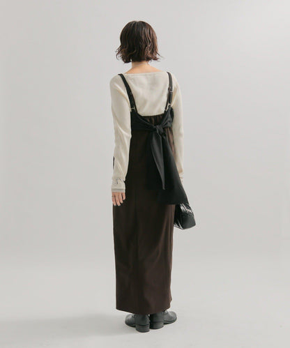 褶皺吊帶背心套裝連衣裙