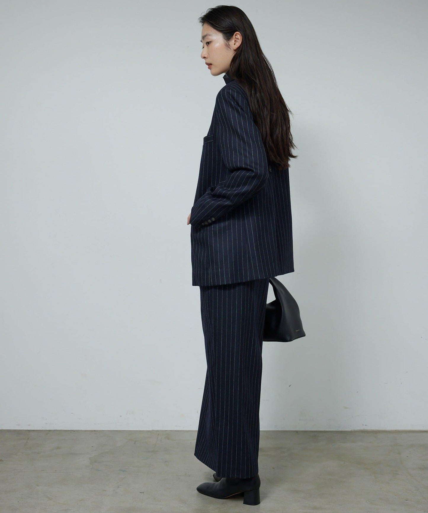 【近期開始】【可搭配套裝】條紋無領夾克