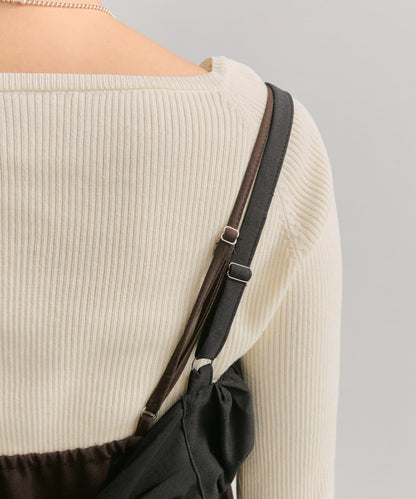 褶皺吊帶背心套裝連衣裙