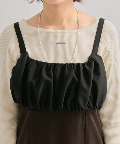 褶皺吊帶背心套裝連衣裙