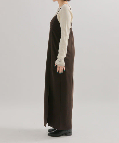 褶皺吊帶背心套裝連衣裙