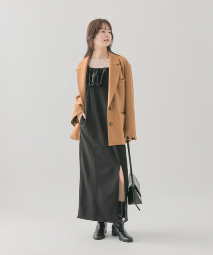 褶皺吊帶背心套裝連衣裙