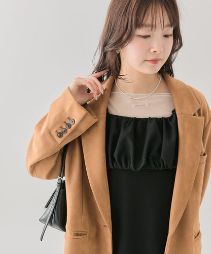 褶皺吊帶背心套裝連衣裙