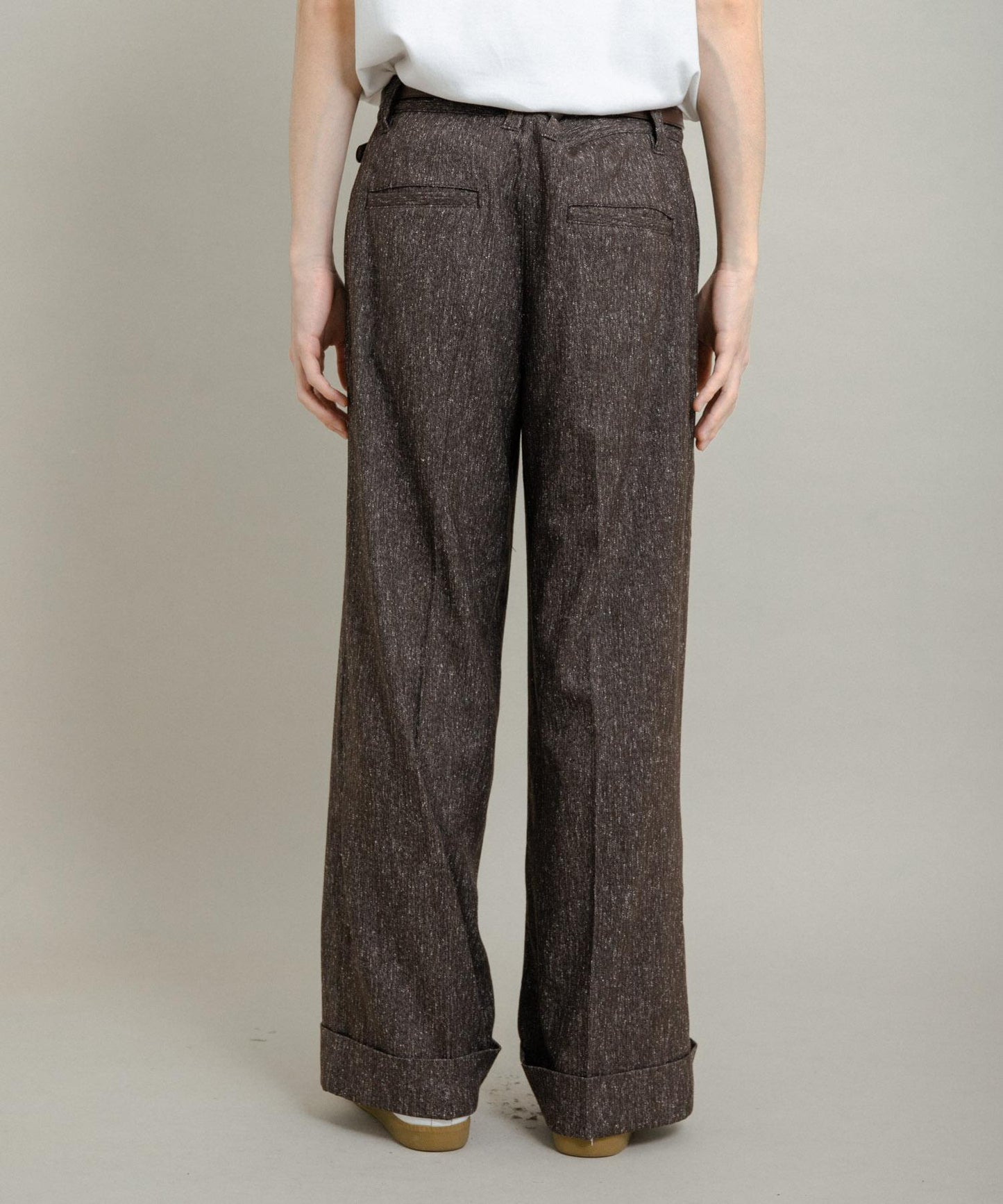 斜紋寬鬆雙褶西裝褲