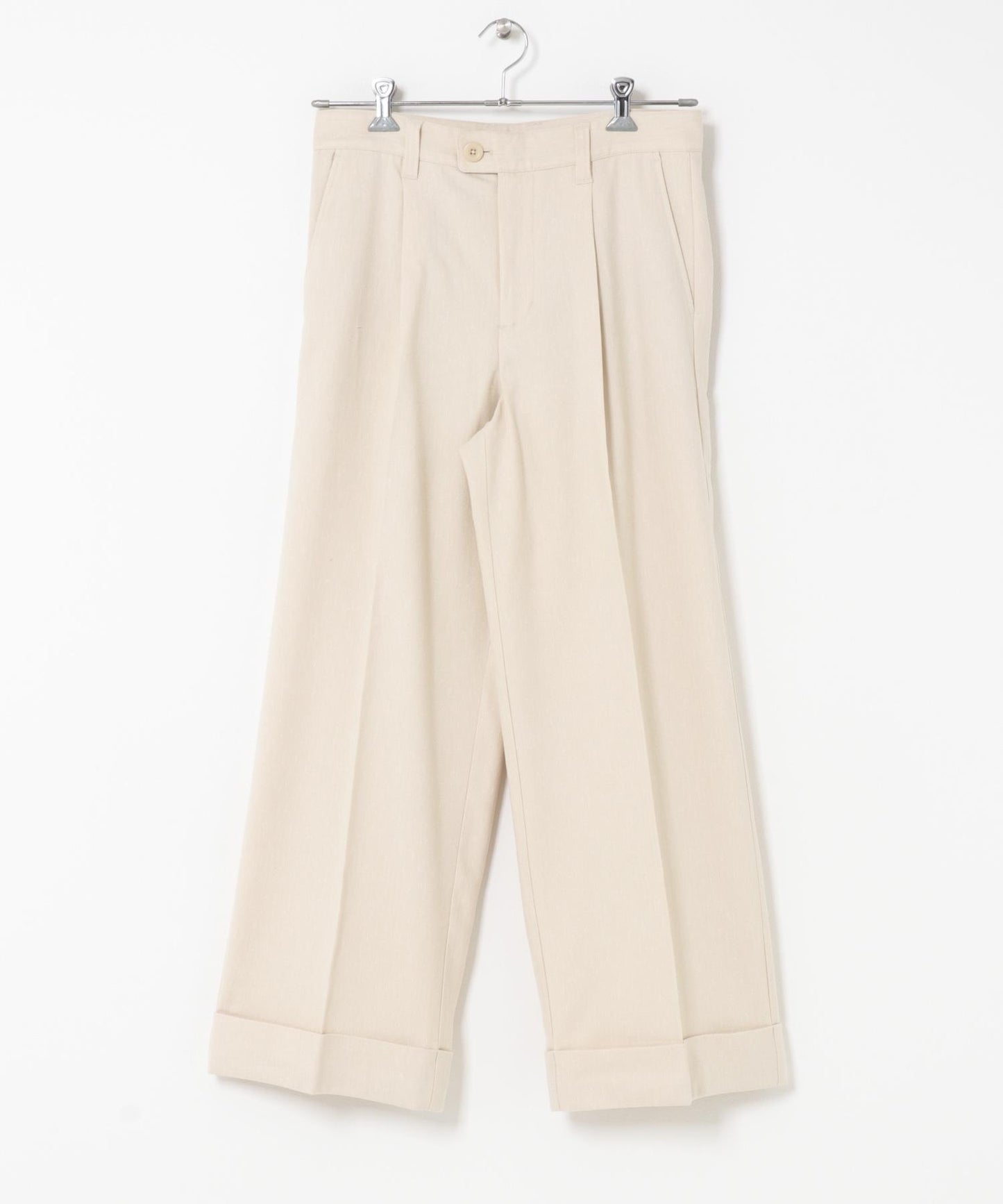 斜紋寬鬆雙褶西裝褲