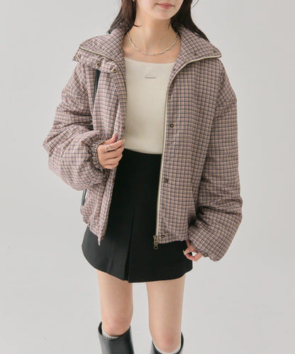 中棉格紋羽絨服