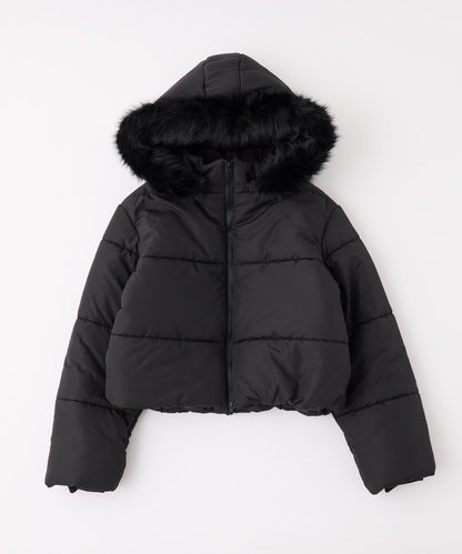 帶毛領短款仿羽絨服