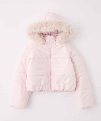 帶毛領短款仿羽絨服