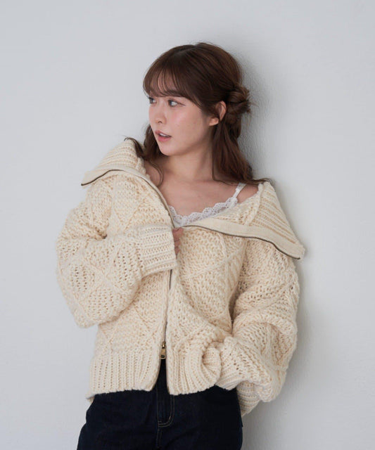 編織花紋針織夾克