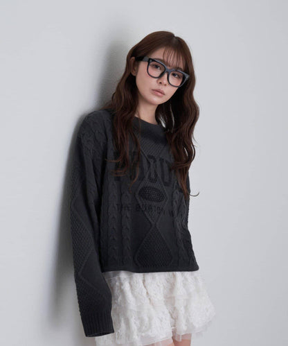 【RAY CASSIN】麻花扎染字母針織衫