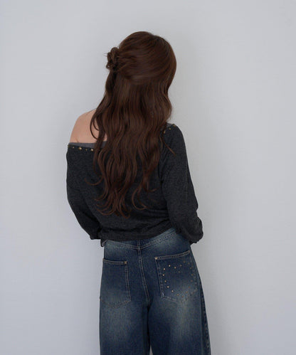 【RAY CASSIN】鉚釘裝飾疊穿長袖T恤