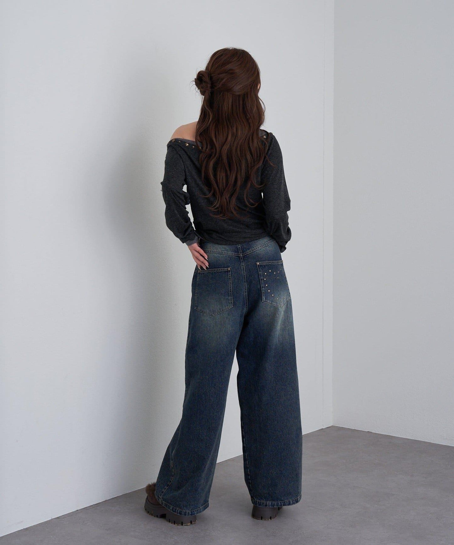 【RAY CASSIN】鉚釘裝飾疊穿長袖T恤