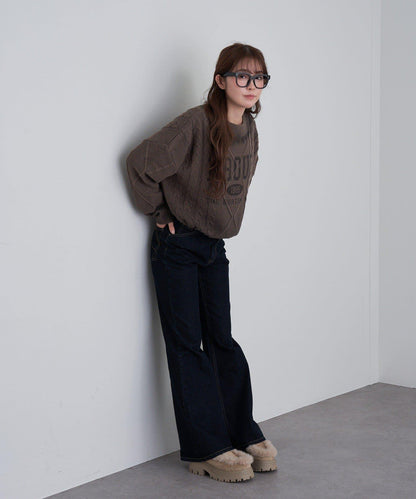 【RAY CASSIN】麻花扎染字母針織衫