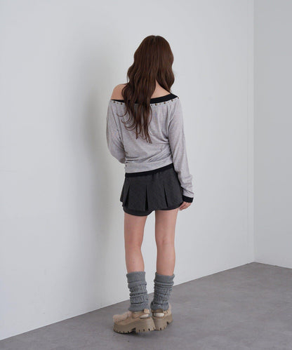 【RAY CASSIN】鉚釘裝飾疊穿長袖T恤