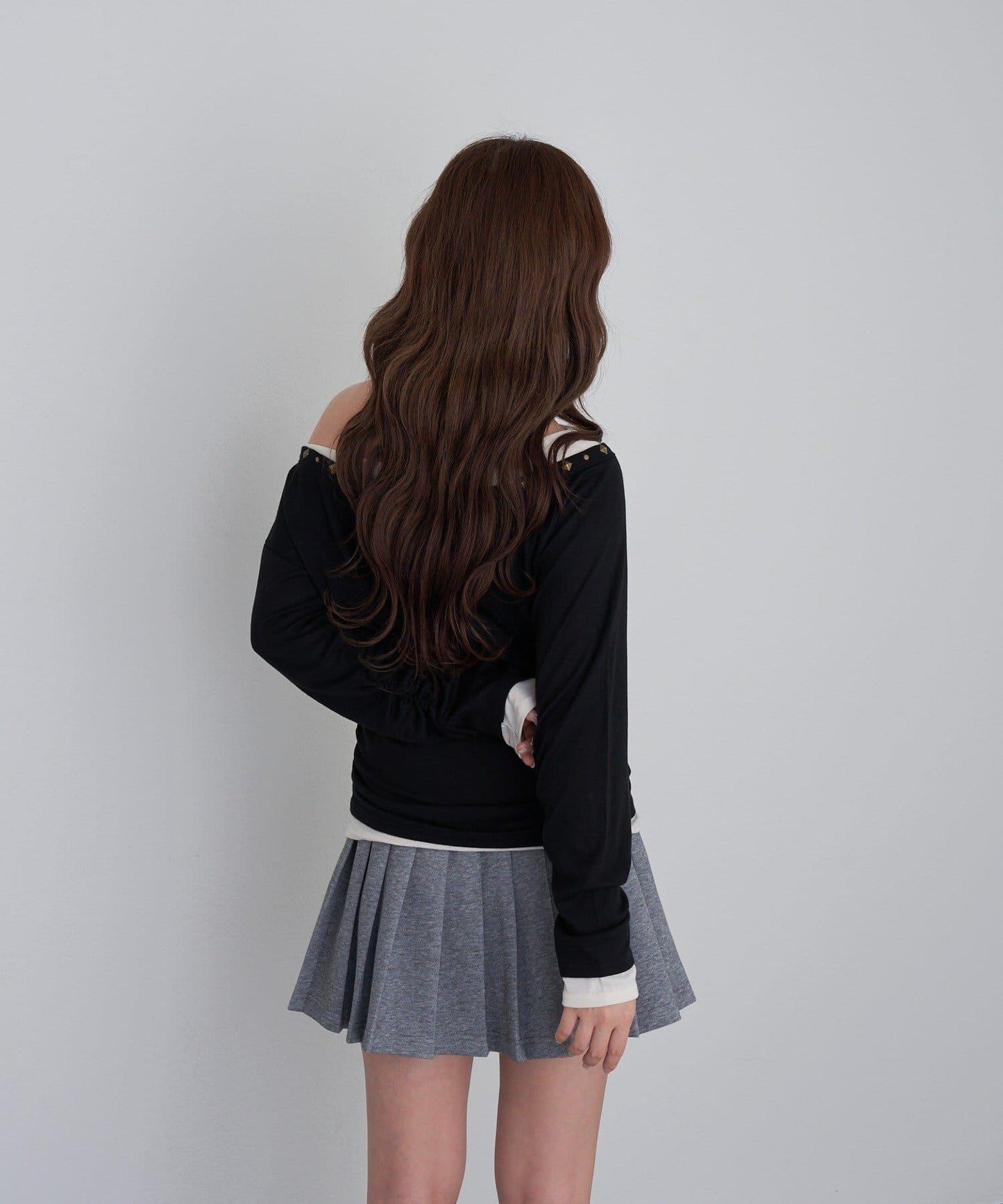 【RAY CASSIN】鉚釘裝飾疊穿長袖T恤