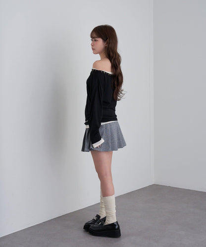 【RAY CASSIN】鉚釘裝飾疊穿長袖T恤